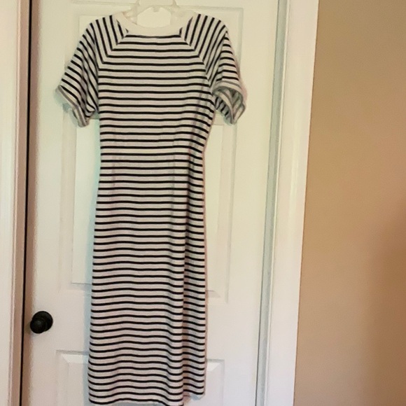 Blue and cream Tie Front Midi Sundress - Picture 2 of 3